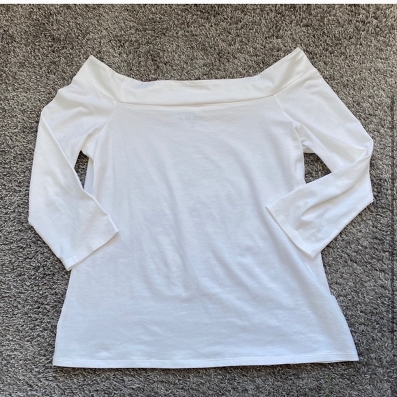 Loft - WHITE Off Shoulder Tee Size M - Picture 3 of 4